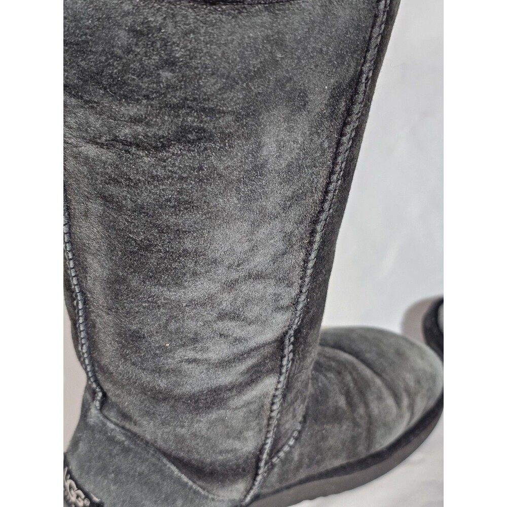 UGG Australia Boots Women's Classic Tall Boots Black Size 7 Leather Sheepskin - Picture 5 of 14